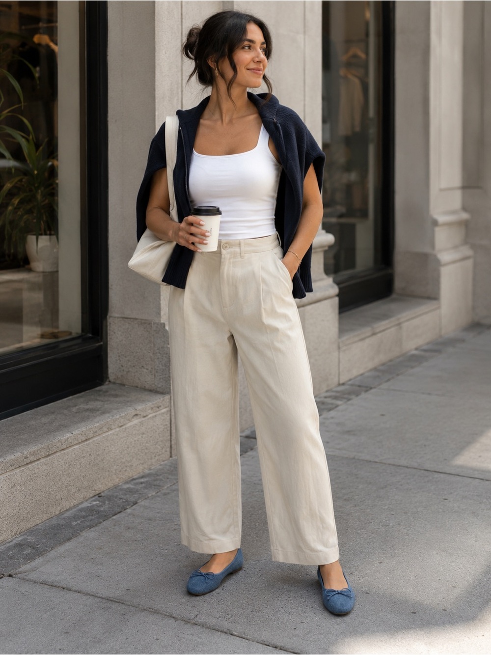 DENIM BOW FLATS